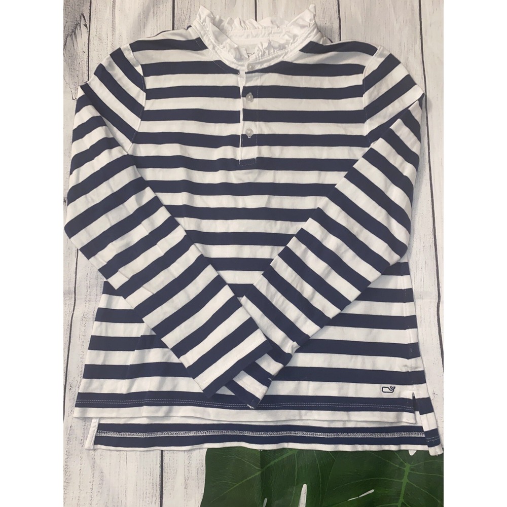 Vineyard Vines Girls Ruffle Rugby Striped Top Sz XL 16